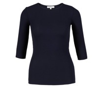 Geripptes Langarmshirt Marineblau