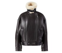 Lederjacke aus Lamm-Shearling Dunkelbraun