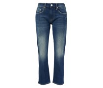 Straight-Leg Jeans 'Girlfriend Slim Straight Crop' Dunkelblau