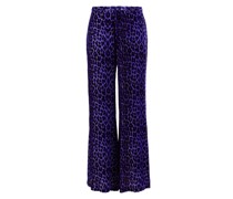 Samthose im Leopard-Print Violett
