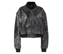 Lederbomberjacke Schwarz/Anthrazit