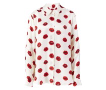Bluse mit Aufdruck 'Argo' Crème/Rot