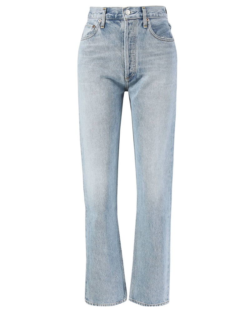 Damen Bekleidung Jeans Bootcut Jeans Agolde Denim Mid-Rise Straight Jeans Mia in Blau 