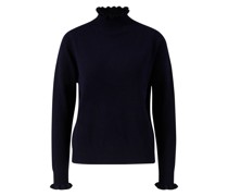 Woll-Cashmere-Pullover mit Rüschen Marineblau