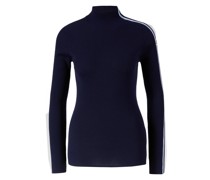 Woll-Stehkragenpullover Marineblau