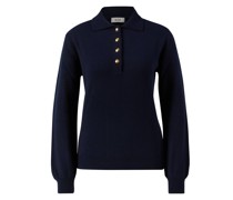 Woll-Cashmere-Pullover 'Highland Polo' Marineblau
