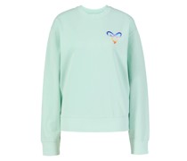Baumwoll-Sweatshirt 'Gradient Heart Embroidery' Türkis