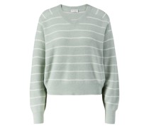 Alpaka-Baumwoll-Pullover Salbei/Weiß