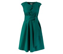 Midikleid mit Bindegürtel Dunkelgrün