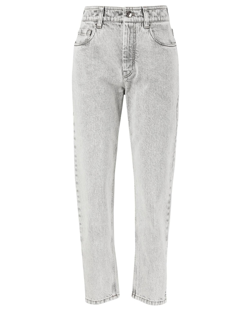 Grey Brunello Cucinelli Denim Mid-rise Straight Jeans in Beige Womens Jeans Brunello Cucinelli Jeans 