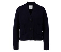 Woll-Cashmere-Strickjacke Marineblau