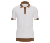 Gran Sasso Feinstrick-Poloshirt mit Zopfmuster und Kontraststreifen