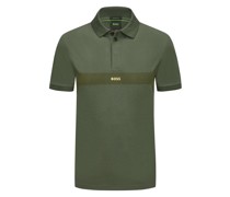 BOSS GREEN Piqué-Poloshirt mit gummiertem Logo-Emblem und Bruststreifen