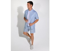 Novila Kurzer Pyjama mit Leinenanteil und Streifenmuster