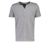 Meliertes T-Shirt mit Knopfleiste