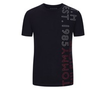 T-Shirt mit vertikalem Label-Print, Slim Fit