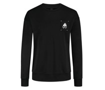 Sweatshirt aus Baumwolle mit Logo-Emblem aus Metall