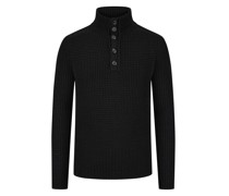 Hannes Roether Pullover im Patentstrick mit kurzer Knopfleiste