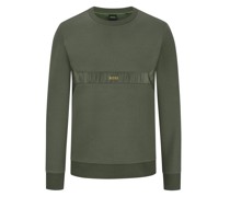 BOSS GREEN Sweatshirt im Materialmix mit Akzent-Bruststreifen