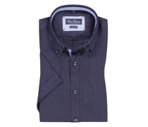 Kurzarmhemd aus Leinen mit Button-Down Kragen