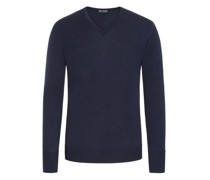 Pullover aus reiner Schurwolle, V-Neck  Marine