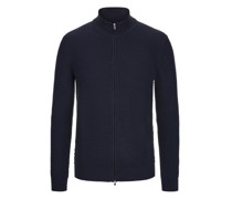 Strickjacke mit Zip Strukturstrick  Marine
