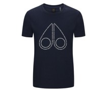 T-Shirt aus Baumwolle mit Label-Print  Marine