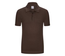 Leichtes Feinstrick Poloshirt mit Leinen-Anteil