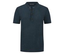 Hannes Roether Softes Strick-T-Shirt mit Stehkragen und kurzer Knopfleiste