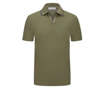 Gran Sasso Perlstrick-Poloshirt mit V-Ausschnitt