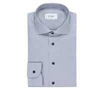 Eton Twill-Hemd mit Fineliner-Streifen und floralem Ausputz, Slim Fit