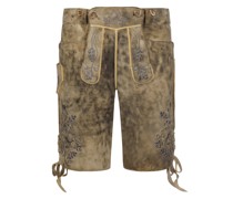 Meindl Lederhose aus Hirschleder, grau Stick