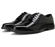 Derby-Schuh aus Glattleder mit Logo-Print an Ferse