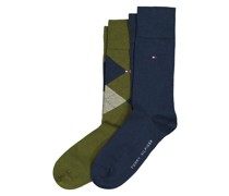 Tommy Hilfiger 2er Pack Socken in Argyle-Muster und unifarben