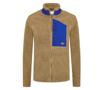 Lacoste Teddyfell-Jacke mit Farbkontrasten und Krokodil-Stickerei