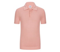 Leichtes Feinstrick Poloshirt mit Leinen-Anteil