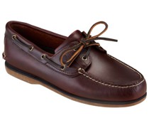 Bootsschuhe mit typischer Steppnaht und Zierlederband