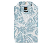 BOSS ORANGE Leichtes Kurzarmhemd mit Druckknöpfen und Resortkragen