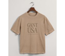 T-Shirt Washed-Optik mit Label-Print