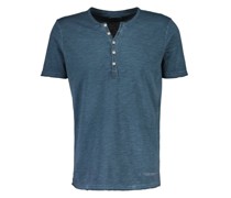 Meliertes T-Shirt mit Knopfleiste