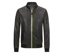 Perforierter Lederblouson mit Zip