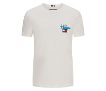 T-Shirt aus Baumwolle mit Label-Stitching und Aufnäher