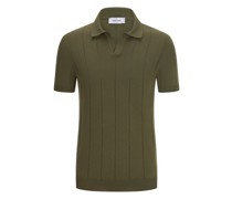 Poloshirt im Feinstrick mit Blockstreifen  Oliv