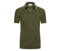 Softes Poloshirt mit V-Ausschnitt aus Giza-Baumwolle
