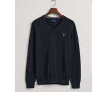 Pullover aus Baumwolle mit V-Ausschnitt  Marine