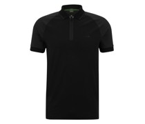 Stretch-Poloshirt mit Zip und Mesh-Einsätzen, Slim Fit