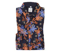 Leinenhemd mit floralem Muster und mit Brusttasche
