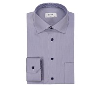 Eton Hemd mit Fineliner-Muster und floralem Ausputz, Classic