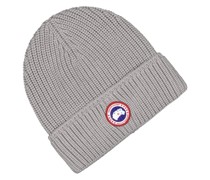 Canada Goose Mütze aus Wolle im Rippstrick mit Logo-Aufnäher