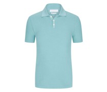 Leichtes Poloshirt Strukturstrick  Petrol